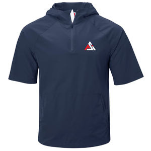 Veste de sport pour homme à manches courtes, demi-zip avant, col montant, style baseball Cage Jackets Sportswear, en vente - Product Image 4