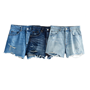 Shorts en jean décontractés vintage respirants pour femme, coupe droite taille mi-haute, fermeture éclair, poches latérales, couleur unie, été - Product Image 1