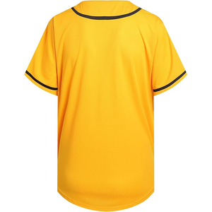 Bright Yellow Baseball Jersey With Black Piping Custom Team Sportswear Blank Sublimation Button <b>Down</b> Shirt - Product Image 2