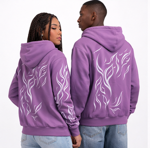 Sudadera con capucha unisex personalizada con cremallera y estampado gráfico, de forro polar grueso, estilo urbano, OEM, con estampado tribal morado, chaqueta con capucha a juego, sudaderas con cremallera - Product Image 3