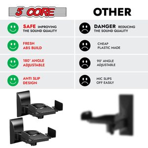 Supporti Girevoli Regolabili a 180 Gradi per Libreria, Supporti TV da 11 Pollici, Carrelli Porta TV, Supporto da Parete per Altoparlanti, Mensola per Fino a Due Paia - Product Image 6