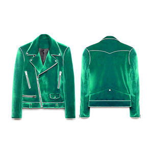 Veste de costume élégante en velours unisexe, col montant, design moderne, hiver, classique, formelle, logo frontal - Product Image 1