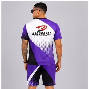 Conjunto de Camiseta y Pantalones Cortos Deportivos para Hombre, Verano, Casual, Transpirable, Secado Rápido, Poliéster/Algodón, Ligero, Liso, Talla Grande - Product Image 2