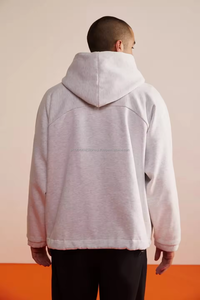 Venta al por mayor a granel de manga raglán gris sudaderas con capucha en blanco personalizado de su marca de algodón sin cuerda sudaderas con capucha unisex - Product Image 6