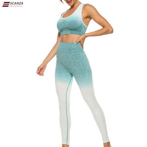 ชุดโยคะผู้หญิงแบบ 2 ชิ้น คอกลม แขนกุด ผ้ายืดสี่ทิศทาง ระบายอากาศได้ดี ไซส์พลัส เอวยางยืด ชุดออกกำลังกาย - Product Image 5