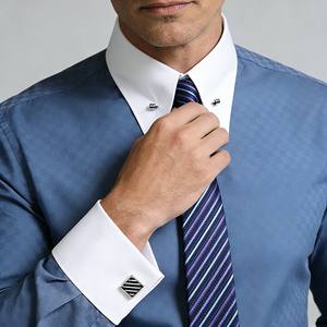 Camisa de Vestir para Hombre con Logotipo Personalizado, de Fibra de Bambú, Tejido Dobby, Cuello Imperio, Manga Larga, Color Liso, Formal para Negocios, OEM - Product Image 2
