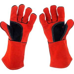 Guantes de Seguridad de Cuero Rojo, Largos hasta la Muñeca, Térmicos, Sin Forro, Lisos, para Uso en Exteriores en Invierno - Product Image 4