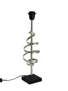 Base de Lámpara de Mesa Espiral Plateada Moderna - Elegante Lámpara de Escritorio con Diseño de Cinta Cromada y Base Cuadrada Negra - Product Image 2