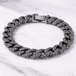 Pulsera de Cadena Premium con Diamantes Cultivados en Laboratorio, Plata 925, Acabado en Oro 10K/14K, Joyería de Lujo para Fiestas Urbanas y Estilo Hip Hop - Product Image 1