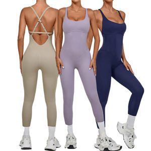 Mono Deportivo Casual para Mujer, Simple, Sólido, Atlético, Sin Costuras, Transpirable, de Spandex/Nylon, para Yoga, Fitness, Gimnasio, de Una Pieza, con Cuello en V Profundo - Product Image 4