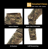 Combinaison tactique pour homme à demi-zip, respirante, chemise à manches longues, pantalon cargo, chasse, camping, équipement de sécurité en plein air