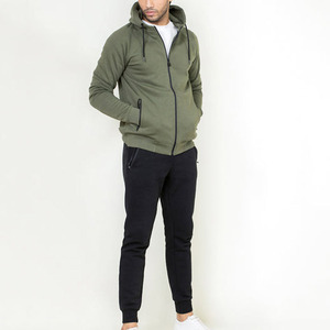 Sudadera con Capucha y Cremallera de Felpa 100% Algodón Grueso Transpirable para Hombre, Color Liso, Invierno, con Bolsillos, Servicio OEM - Product Image 2