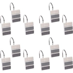 12pc Modern Line Gray Luxury Contemporary Shower <b>Curtain</b> Set with Unique Design and 12 <b>Hooks</b> - Product Image 3