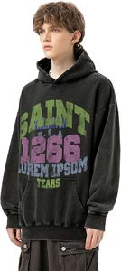 Sudaderas con capucha unisex internacionales de calidad superior, con estampado de letras vintage, estilo oversize, con efecto lavado para darle un aspecto envejecido, de lana de alto gramaje de 400g. - Product Image 2
