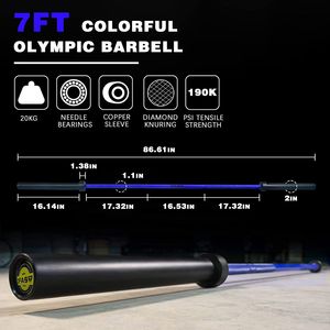 Barra de Pesas Olímpica de Cromo Sólido de 7.2 Pies y 2 Pulgadas para Discos Olímpicos, Barra de Curl de 5 Pies para Entrenamiento Físico, Barra de Levantamiento de Pesas para Gimnasio en Casa - Product Image 4