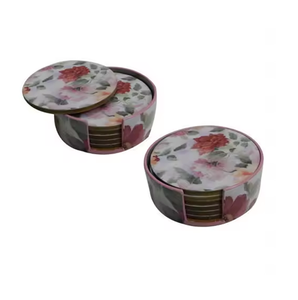 Ensemble de sous-verres carrés en bois avec impression émaillée et support pour table basse, organiseur de boissons, sous-verres en promotion - Product Image 2