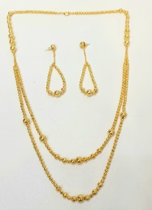 Juego de Cadenas y Aretes Casuales Simples de Latón Chapado en Oro de 24k para Bodas, Fiestas, Compromisos o Aniversarios, Excelente Idea de Regalo - Product Image 2