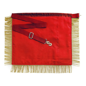 Tablier maçonnique Grand Prêtre du Rite Royal, broderie florale rouge, blanc et or, garniture à franges et chaînes, régalia de chapitre personnalisée - Product Image 2