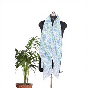 Wholesale 100% Cotton Digital Print Argyle Floral Beach Sarong Pareo Bikini Cover-Up Scarf Skin-Friendly Breathable Women's - Product Image 1