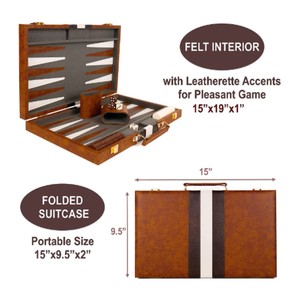 Luxury PU Leather <b>Backgammon</b> <b>Set</b> Portable Suitcase Folding Board Game Classic Travel Table Board Game Custom Wooden <b>Backgammon</b> - Product Image 4