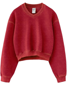 Sweat-shirt court pour filles, col rond, manches courtes, en molleton doux, coupe régulière, effet délavé, imperméable, vente en gros OEM ODM - Product Image 1