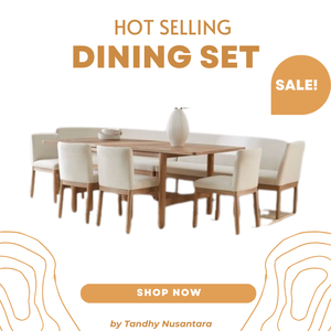 Ensemble de table à manger de luxe en teck massif, design moderne et écologique, matériaux naturels, utilisation en restaurant, prix de gros - Product Image 6