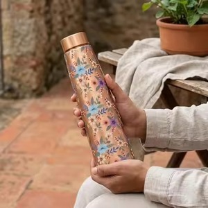 Food Grade Copper Water Bottle With Honeycomb Pattern Minimalist Design Portable Travel <b>Drinkware</b> - Product Image 4