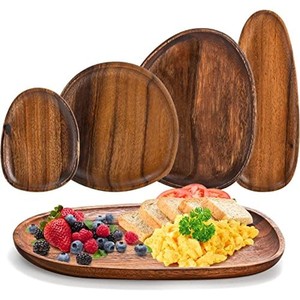 Platos de Servir de Madera de Acacia Hechos a Mano al por Mayor |   Moradabad, India - Product Image 1