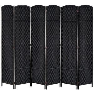 Divisorio Pieghevole a 6 Pannelli Autoportante, Alto 6 Piedi, Extra Largo 6 Piedi, Parete Divisoria in Vimini, Schermi in Legno Artigianali, Separatori per Ambienti - Product Image 1