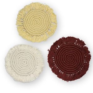 แผ่นรองแก้วมาคราเม่ทำมือคุณภาพพรีเมียม สไตล์โบโฮ ผลิตจากผ้าฝ้ายรักษ์โลก สำหรับโต๊ะกาแฟ - Product Image 2