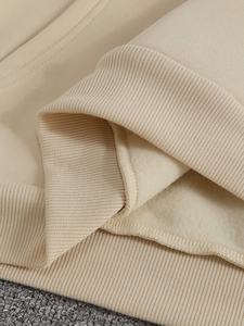 Sudadera con Capucha para Hombre, Color Beige, Terciopelo, con Estampado Gráfico en las Mangas, OEM, ODM, Ropa al por Mayor - Product Image 4