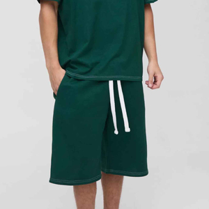 Men's Custom High Quality Cotton/Polyester Casual Plaid Hooded Jersey Shorts T-Shirt <b>Twin</b> <b>Set</b> Winter 2-Piece Quick Dry - Product Image 1