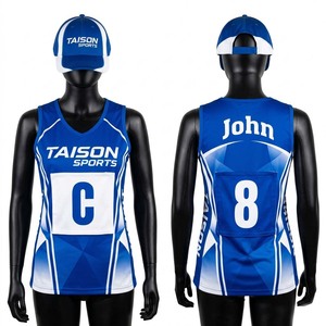 Maillot de netball personnalisé haut de gamme en polyester interlock 240g respirant à manches courtes, impression par transfert thermique personnalisée sur le devant - Product Image 1