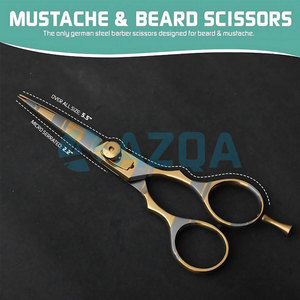 Stainless Steel Professional Hairdressing <b>Scissors</b> With Gold Finish Adjustable Screw Finger Rest And Leather Pouch - Product Image 2