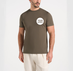 T-shirt à manches courtes pour homme, coupe classique, col rond, jersey décontracté, logo personnalisé imprimé sur le devant - Product Image 1