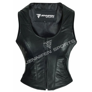 Chaleco de Motociclista para Mujer, de Cuero de Oveja Suave, con Múltiples Bolsillos, Resistente al Viento, para Invierno - Product Image 1