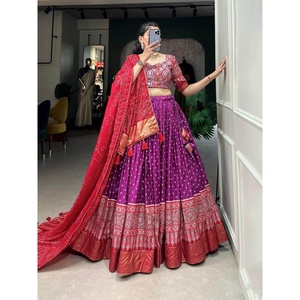 FANCY HEAVY SEDA IMPRESO DIGITAL LEHENGA CHOLI CON DUPATTA MORADO - Product Image 1