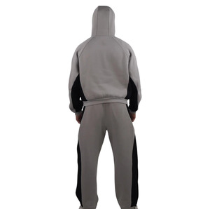 Survêtement Homme Léger en Polyester 100% GSM, Coupe Oversize, 2-en-1 avec Cordon de Serrage et Capuche, Motif Patchwork Uni, Style Urbain - Product Image 2