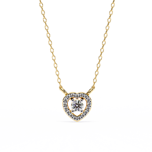 Minimalist 14K <b>Solid</b> <b>Gold</b> Round Cut Set Lab Diamond Solitaire <b>Pendant</b> Necklace for Women Party Gift - Product Image 1
