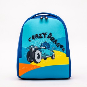 Cartoon cute children’s <b>backpack</b> neoprene kids bag soft air permeable truck printing - Product Image 2