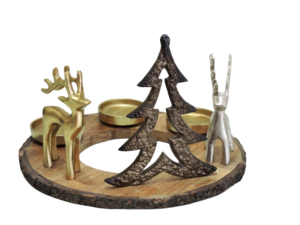 Elegant Handmade <b>Christmas</b> Wreath Candle Holder with Aluminium Reindeer & <b>Tree</b> Base Festive Holiday <b>Table</b> Centerpiece - Product Image 2
