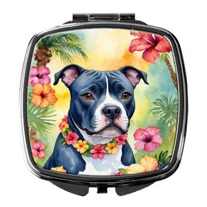 Staffordshire Bull Terrier Luau Compact Folding Handheld Makeup <b>Mirror</b> Portable <b>Travel</b> Decorative <b>Mirror</b> Gift for Women Girls - Product Image 1