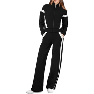Ensemble de vêtements en molleton ample et surdimensionné pour femmes, sweat-shirt et pantalon évasé, survêtement pour l'entraînement, le jogging et les sports - Product Image 1