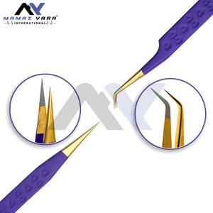 Pinces à cils personnalisées avec logo, vente en gros, pointe droite et courbée, pour extensions de cils, lot de 2, très demandées - Product Image 4