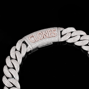 Pulsera de Cadena de Plata de Ley 925 Sólida con Diamantes, Diseño de Palabra 'Love' Micro Pavé, Estilo Hiphop, Joyería de Aleación - Product Image 4
