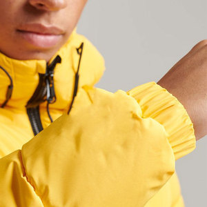 Men's <b>Yellow</b> Hooded <b>Puffer</b> <b>Jacket</b> Windproof Winter Casual Outerwear Polyester Wadding Zipper Closure Regular Fit - Product Image 3