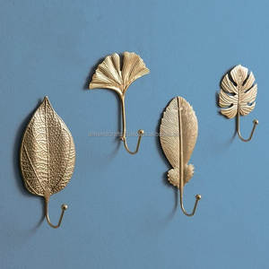 Ganchos de pared con diseño único de hojas, juego de ganchos de metal dorado para colgar ropa, para decoración del hogar. - Product Image 5