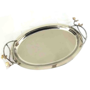 Plateau ovale élégant en acier inoxydable martelé doré, plateau de service pour collations, pour la maison, l'hôtel, le restaurant, à prix compétitif - Product Image 4
