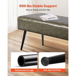 Panca Moderna in Pelle PU con Gambe in Metallo, Seduta Imbottita per Ingresso, Arredamento Contemporaneo per Camera da Letto e Soggiorno - Product Image 3