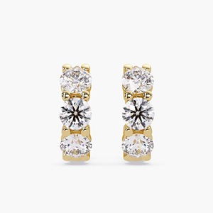 Boucles d'oreilles pendantes Huggie de luxe en or 14 carats avec diamants de laboratoire ronds 2,80 carats, élégantes et minimalistes, cadeau de Noël pour femme - Product Image 4